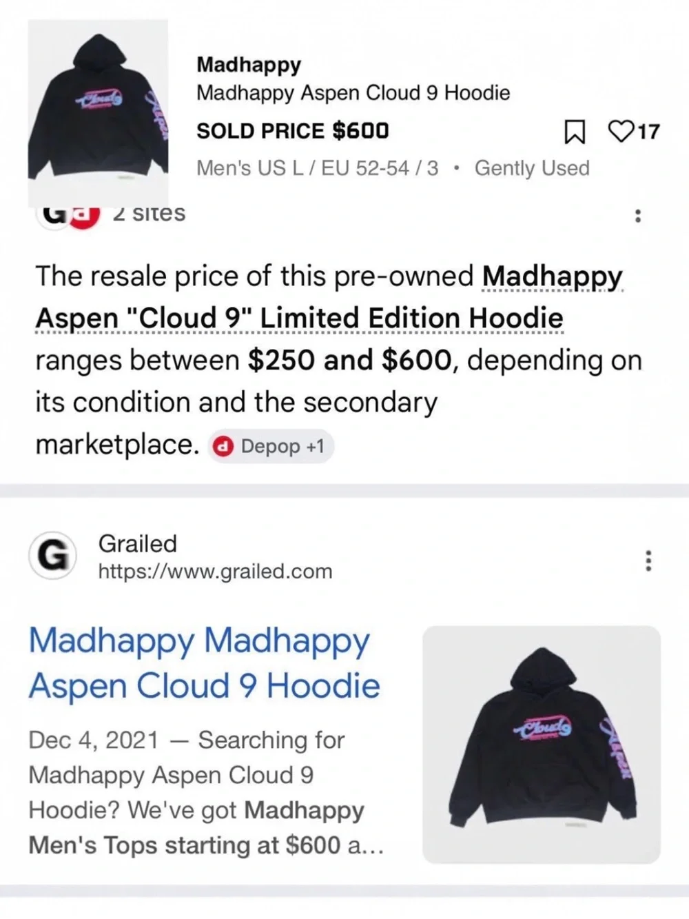Madhappy Aspen "Cloud 9" Limited Edition Hoodie RARE Oversized Unisex - Picture 3 of 6